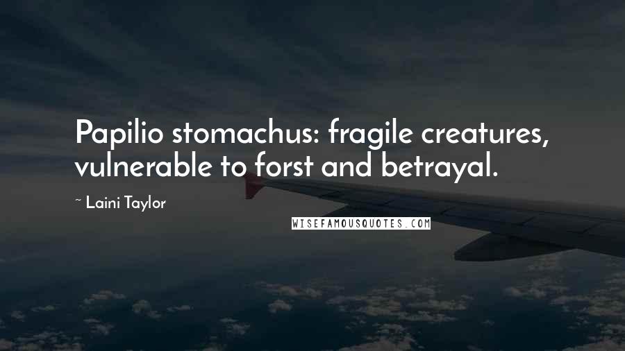 Laini Taylor Quotes: Papilio stomachus: fragile creatures, vulnerable to forst and betrayal.