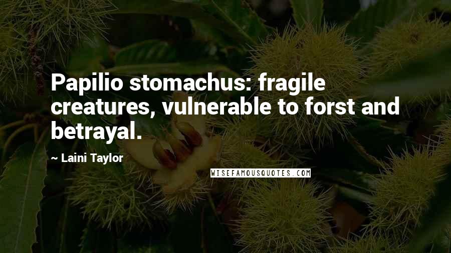 Laini Taylor Quotes: Papilio stomachus: fragile creatures, vulnerable to forst and betrayal.