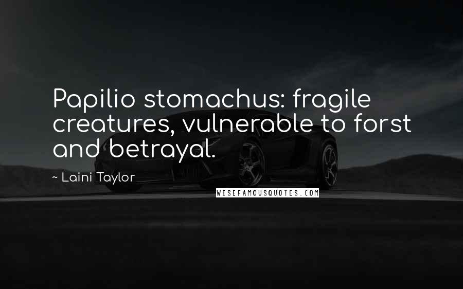 Laini Taylor Quotes: Papilio stomachus: fragile creatures, vulnerable to forst and betrayal.