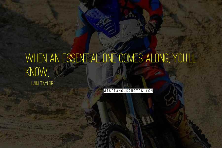 Laini Taylor Quotes: When an essential one comes along, you'll know,