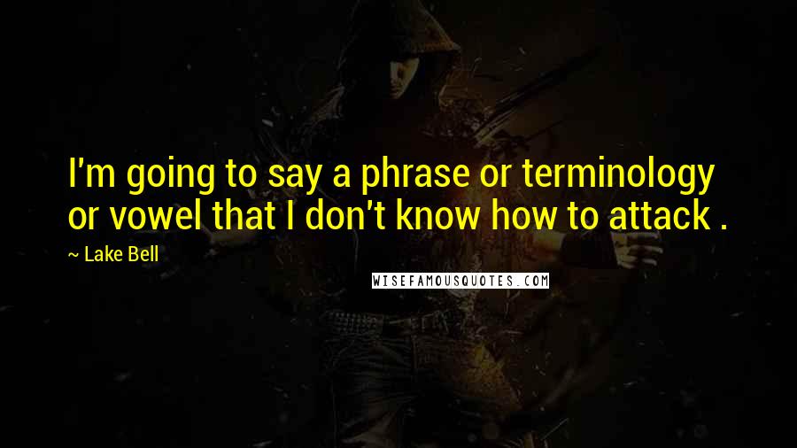 Lake Bell Quotes: I'm going to say a phrase or terminology or vowel that I don't know how to attack .