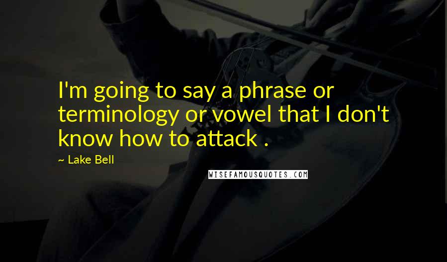Lake Bell Quotes: I'm going to say a phrase or terminology or vowel that I don't know how to attack .