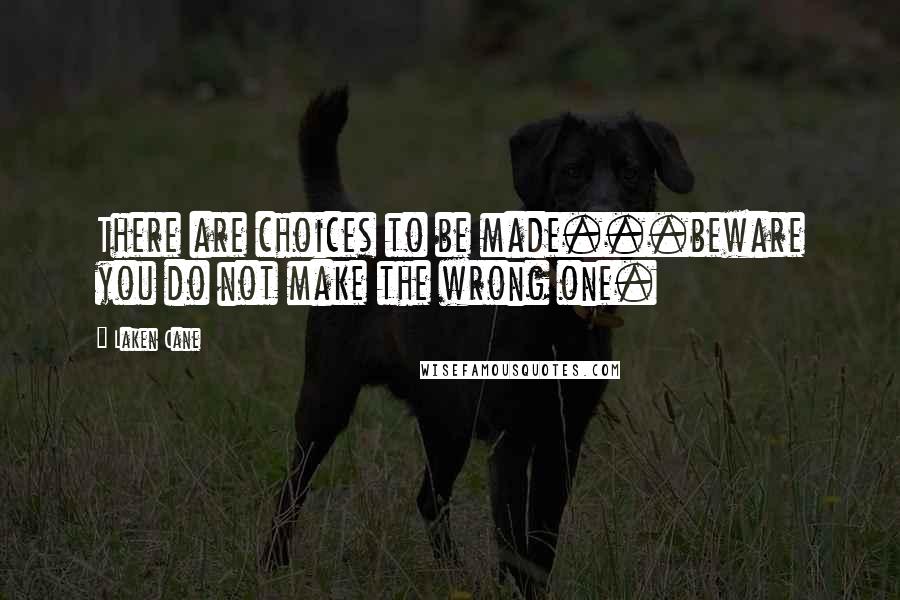 Laken Cane Quotes: There are choices to be made...beware you do not make the wrong one.