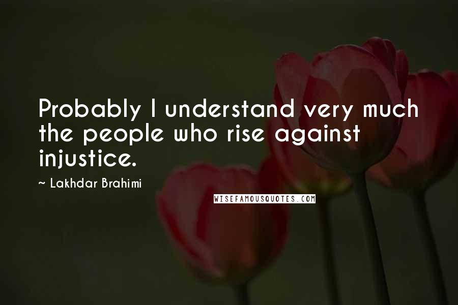 Lakhdar Brahimi Quotes: Probably I understand very much the people who rise against injustice.