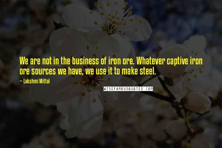 Lakshmi Mittal Quotes: We are not in the business of iron ore. Whatever captive iron ore sources we have, we use it to make steel.