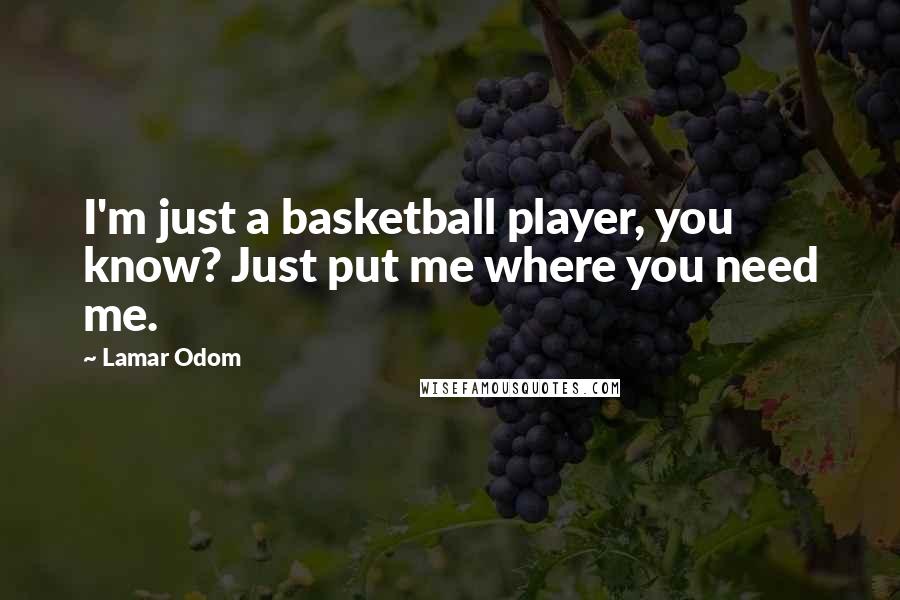 Lamar Odom Quotes: I'm just a basketball player, you know? Just put me where you need me.