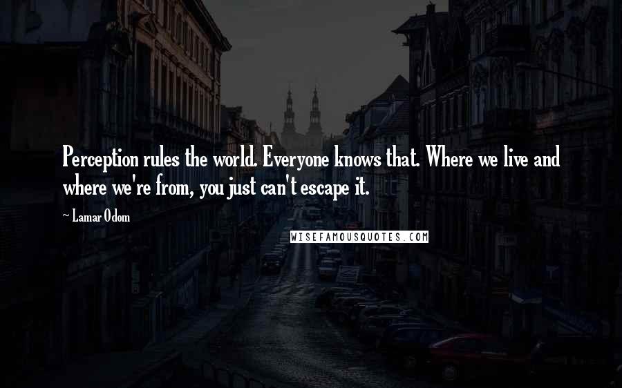 Lamar Odom Quotes: Perception rules the world. Everyone knows that. Where we live and where we're from, you just can't escape it.