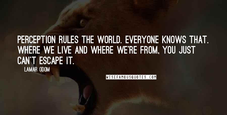 Lamar Odom Quotes: Perception rules the world. Everyone knows that. Where we live and where we're from, you just can't escape it.