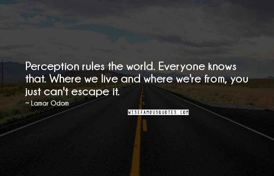 Lamar Odom Quotes: Perception rules the world. Everyone knows that. Where we live and where we're from, you just can't escape it.
