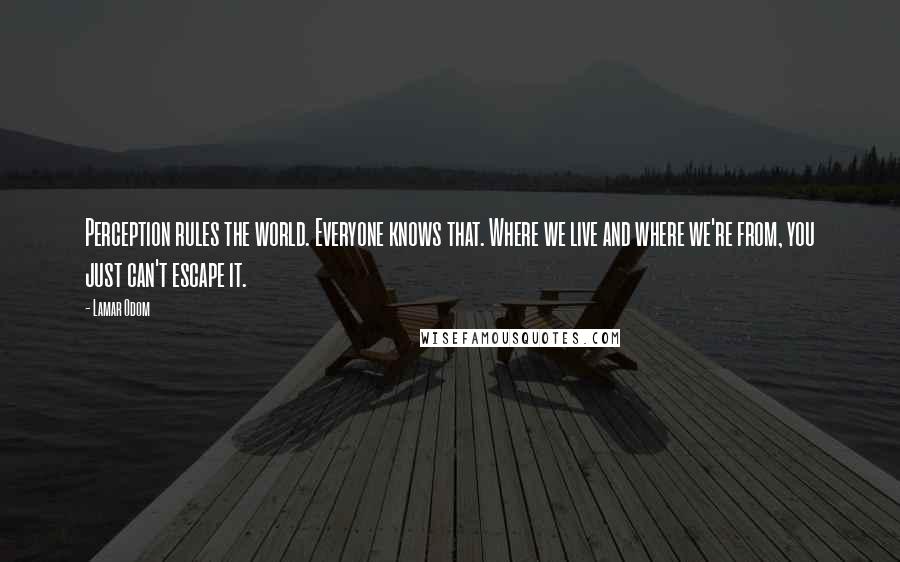 Lamar Odom Quotes: Perception rules the world. Everyone knows that. Where we live and where we're from, you just can't escape it.
