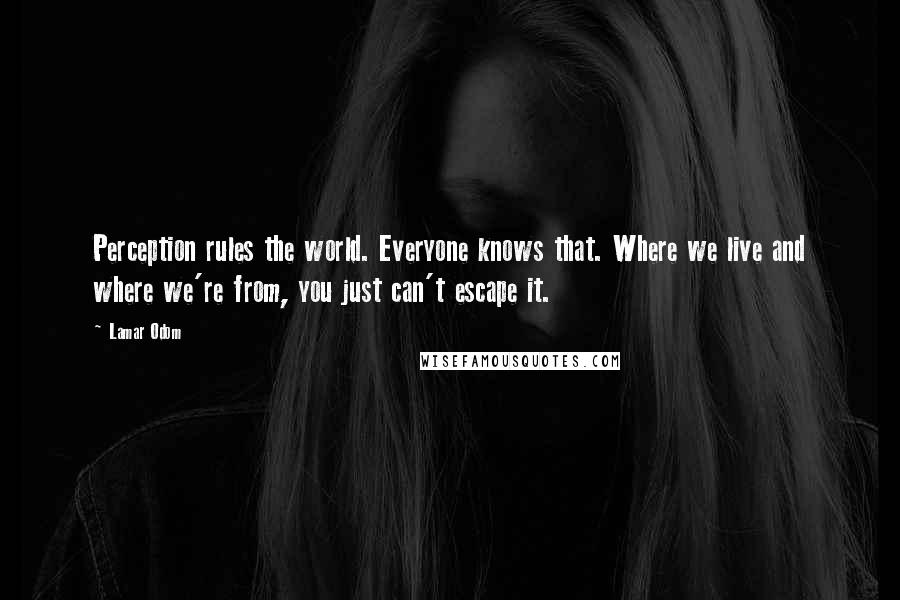 Lamar Odom Quotes: Perception rules the world. Everyone knows that. Where we live and where we're from, you just can't escape it.