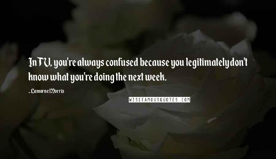 Lamorne Morris Quotes: In TV, you're always confused because you legitimately don't know what you're doing the next week.