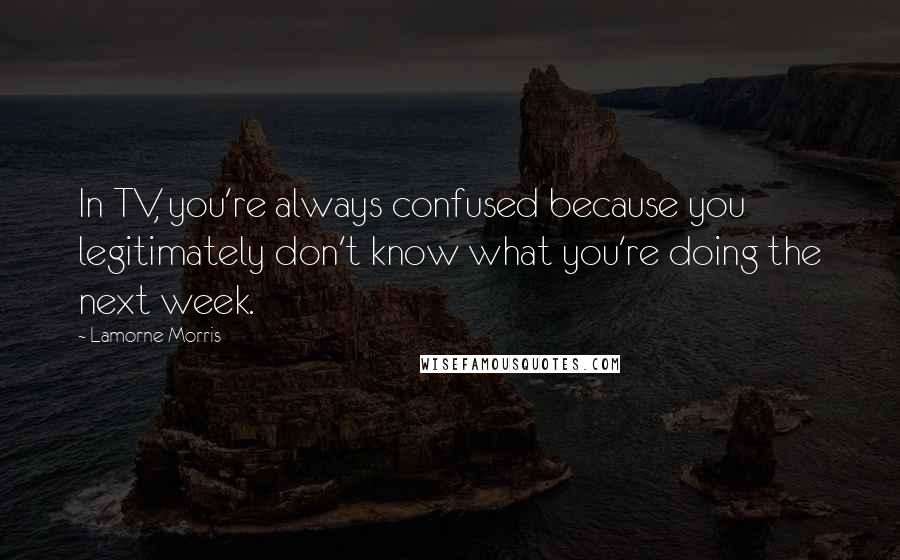 Lamorne Morris Quotes: In TV, you're always confused because you legitimately don't know what you're doing the next week.
