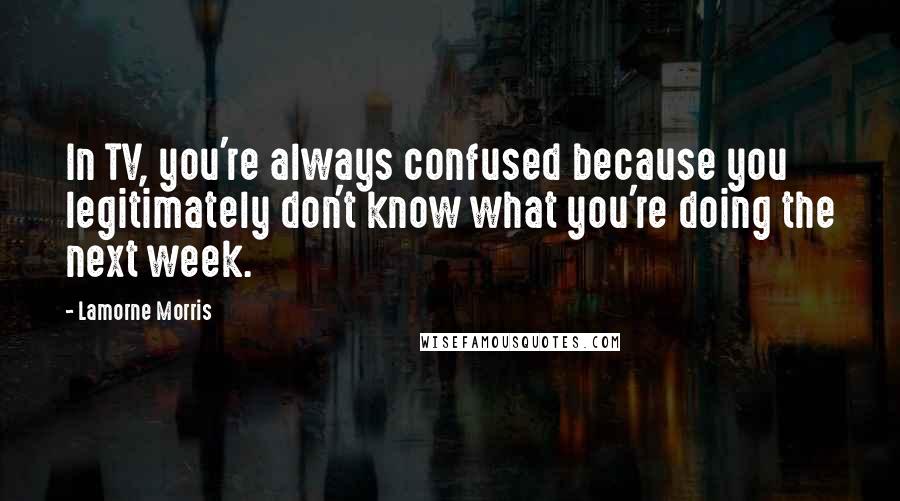 Lamorne Morris Quotes: In TV, you're always confused because you legitimately don't know what you're doing the next week.