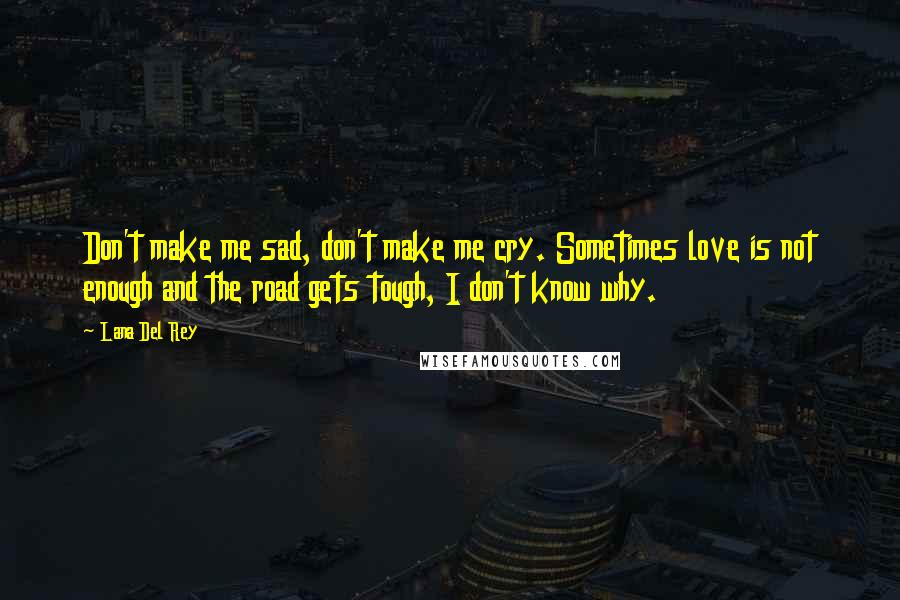 Lana Del Rey Quotes: Don't make me sad, don't make me cry. Sometimes love is not enough and the road gets tough, I don't know why.