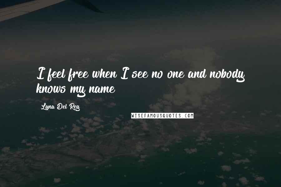 Lana Del Rey Quotes: I feel free when I see no one and nobody knows my name