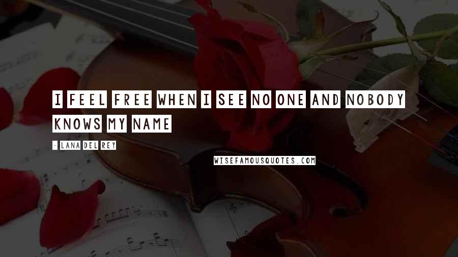 Lana Del Rey Quotes: I feel free when I see no one and nobody knows my name