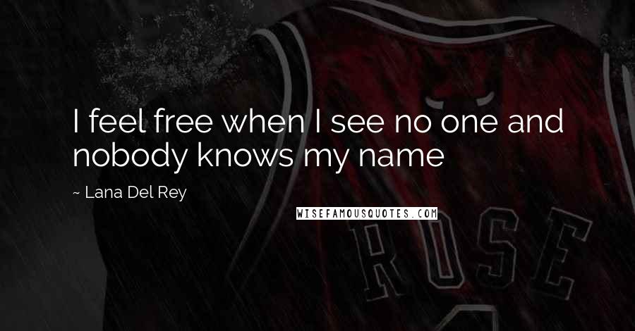 Lana Del Rey Quotes: I feel free when I see no one and nobody knows my name