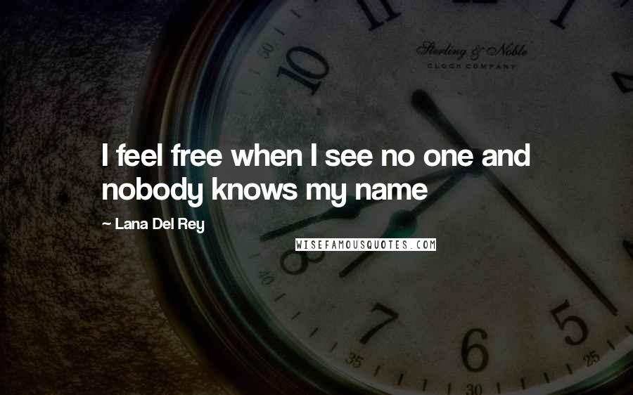 Lana Del Rey Quotes: I feel free when I see no one and nobody knows my name