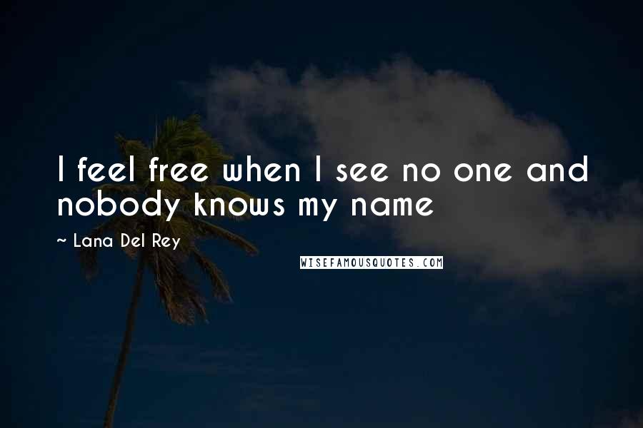 Lana Del Rey Quotes: I feel free when I see no one and nobody knows my name