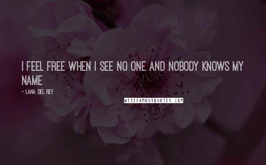 Lana Del Rey Quotes: I feel free when I see no one and nobody knows my name