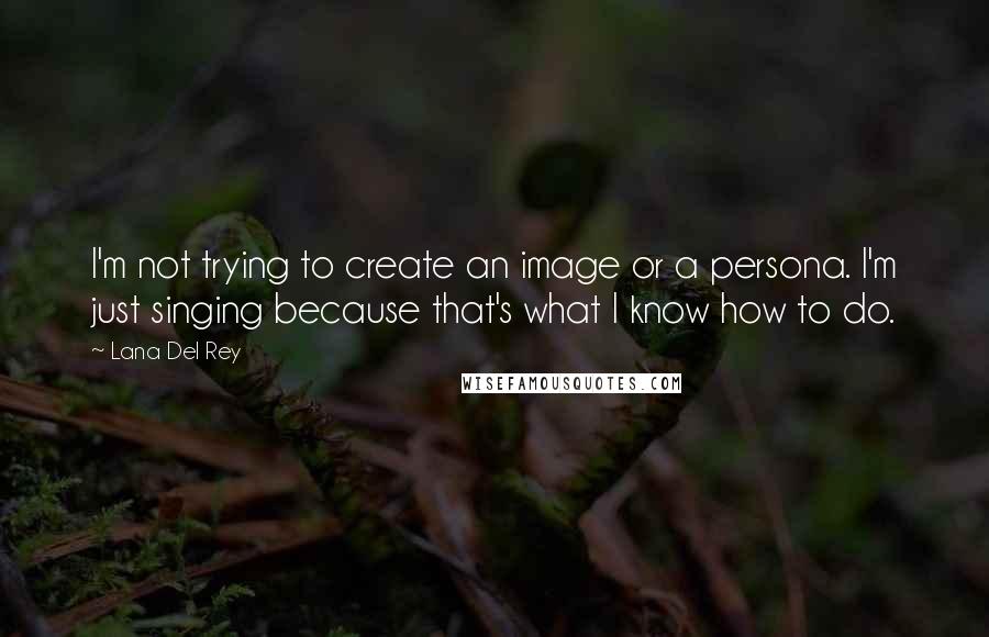 Lana Del Rey Quotes: I'm not trying to create an image or a persona. I'm just singing because that's what I know how to do.