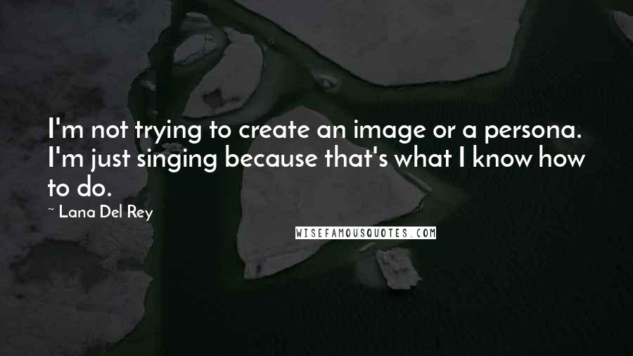 Lana Del Rey Quotes: I'm not trying to create an image or a persona. I'm just singing because that's what I know how to do.