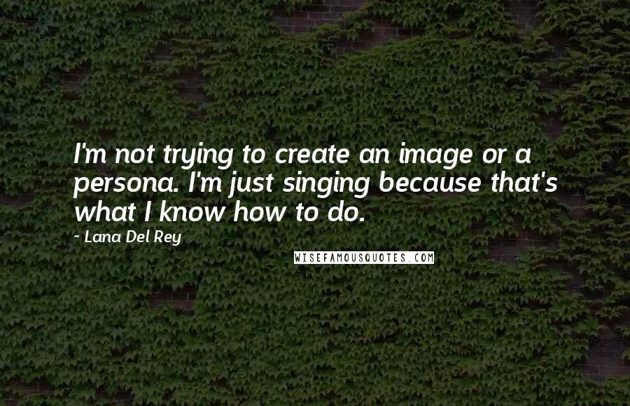 Lana Del Rey Quotes: I'm not trying to create an image or a persona. I'm just singing because that's what I know how to do.