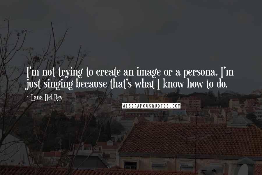 Lana Del Rey Quotes: I'm not trying to create an image or a persona. I'm just singing because that's what I know how to do.