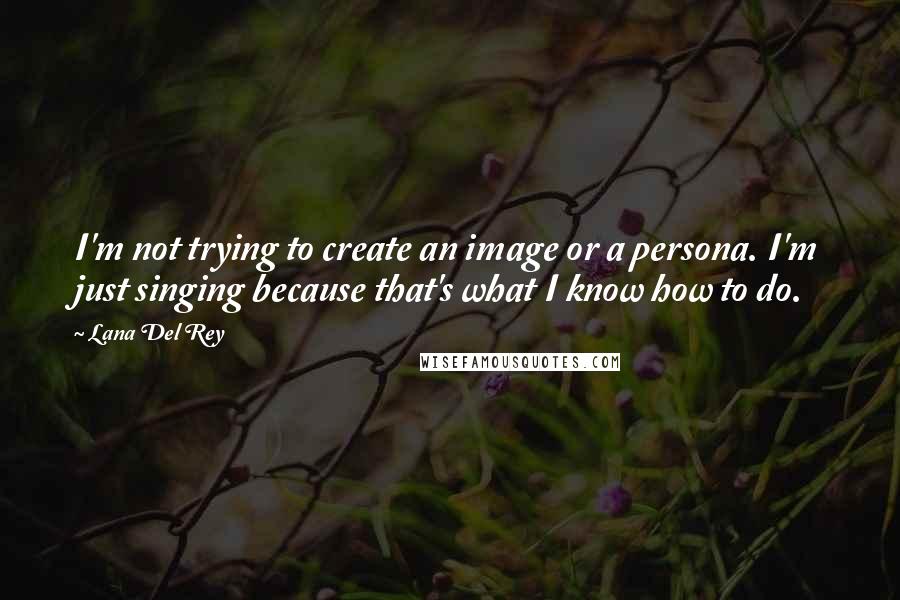 Lana Del Rey Quotes: I'm not trying to create an image or a persona. I'm just singing because that's what I know how to do.