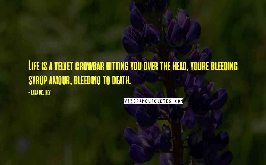 Lana Del Rey Quotes: Life is a velvet crowbar hitting you over the head, youre bleeding syrup amour, bleeding to death.