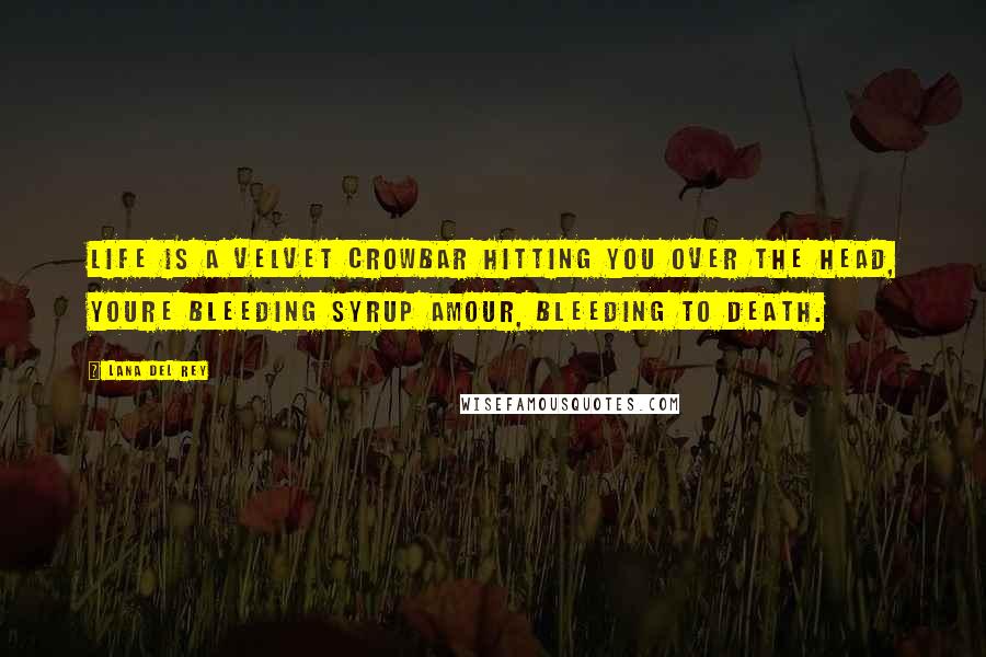 Lana Del Rey Quotes: Life is a velvet crowbar hitting you over the head, youre bleeding syrup amour, bleeding to death.