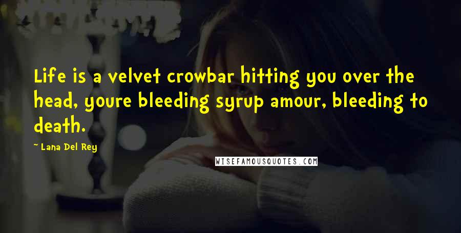 Lana Del Rey Quotes: Life is a velvet crowbar hitting you over the head, youre bleeding syrup amour, bleeding to death.
