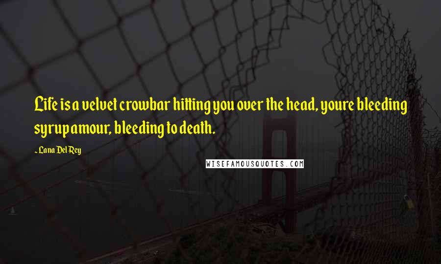 Lana Del Rey Quotes: Life is a velvet crowbar hitting you over the head, youre bleeding syrup amour, bleeding to death.