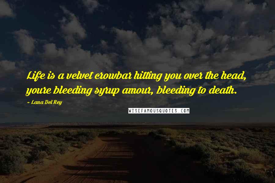 Lana Del Rey Quotes: Life is a velvet crowbar hitting you over the head, youre bleeding syrup amour, bleeding to death.