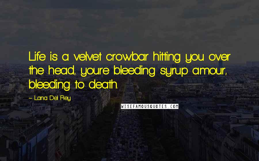 Lana Del Rey Quotes: Life is a velvet crowbar hitting you over the head, youre bleeding syrup amour, bleeding to death.