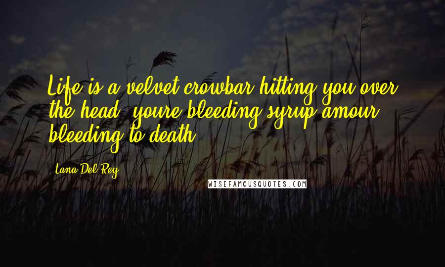 Lana Del Rey Quotes: Life is a velvet crowbar hitting you over the head, youre bleeding syrup amour, bleeding to death.