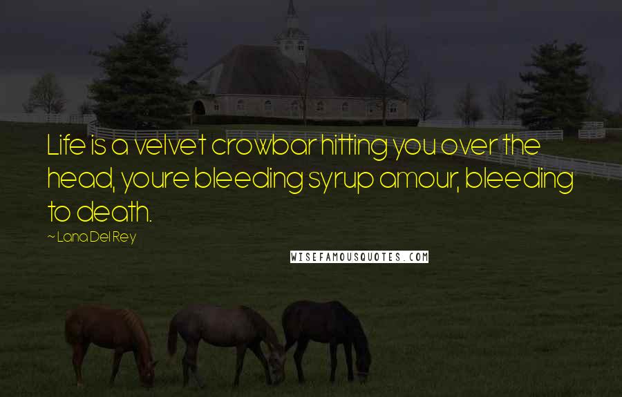 Lana Del Rey Quotes: Life is a velvet crowbar hitting you over the head, youre bleeding syrup amour, bleeding to death.