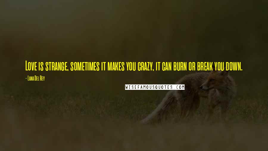 Lana Del Rey Quotes: Love is strange, sometimes it makes you crazy, it can burn or break you down.