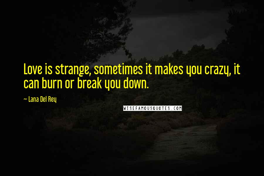 Lana Del Rey Quotes: Love is strange, sometimes it makes you crazy, it can burn or break you down.