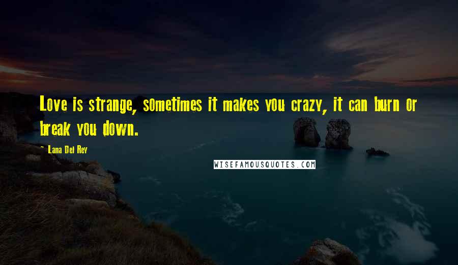 Lana Del Rey Quotes: Love is strange, sometimes it makes you crazy, it can burn or break you down.