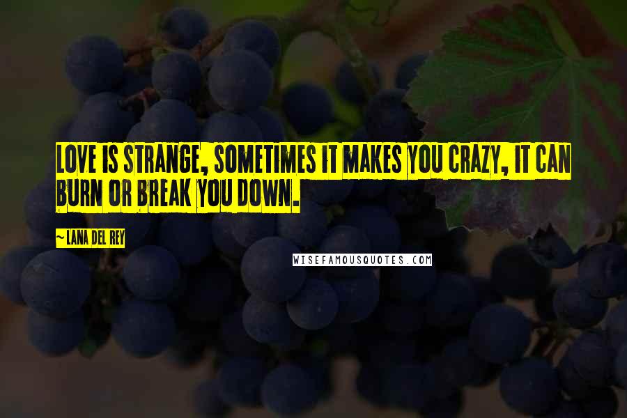 Lana Del Rey Quotes: Love is strange, sometimes it makes you crazy, it can burn or break you down.