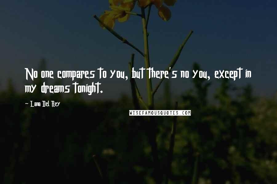 Lana Del Rey Quotes: No one compares to you, but there's no you, except in my dreams tonight.