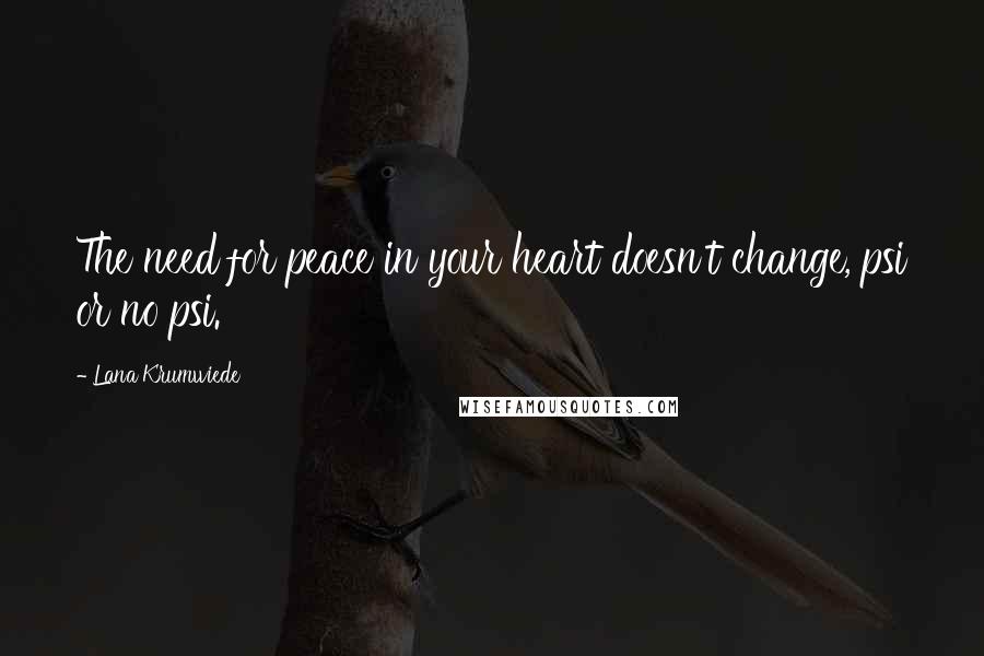 Lana Krumwiede Quotes: The need for peace in your heart doesn't change, psi or no psi.