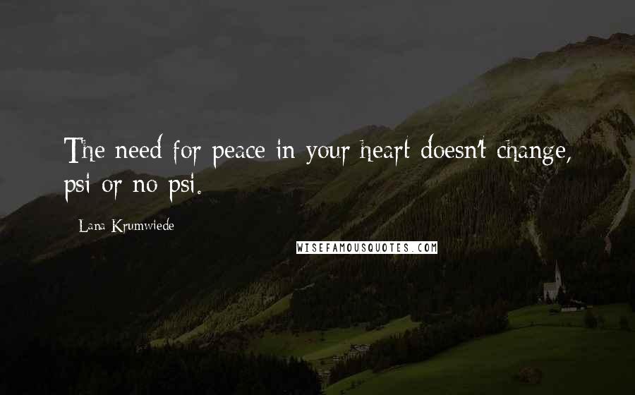 Lana Krumwiede Quotes: The need for peace in your heart doesn't change, psi or no psi.