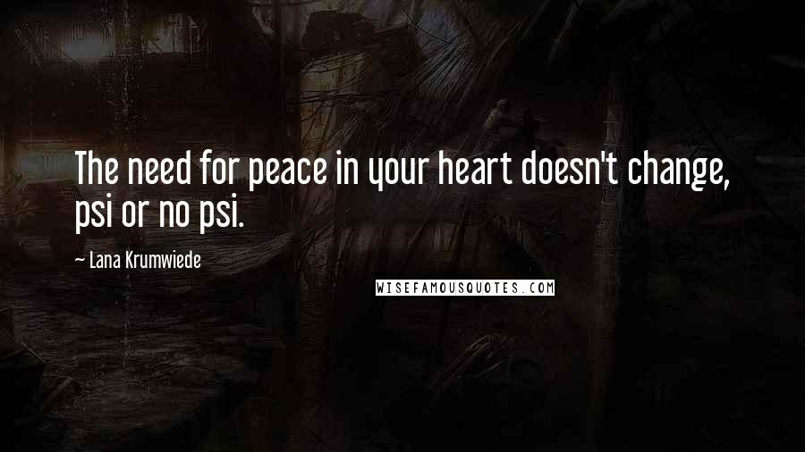 Lana Krumwiede Quotes: The need for peace in your heart doesn't change, psi or no psi.