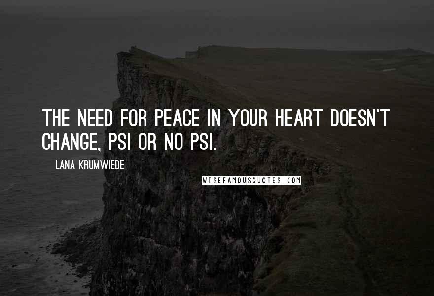 Lana Krumwiede Quotes: The need for peace in your heart doesn't change, psi or no psi.
