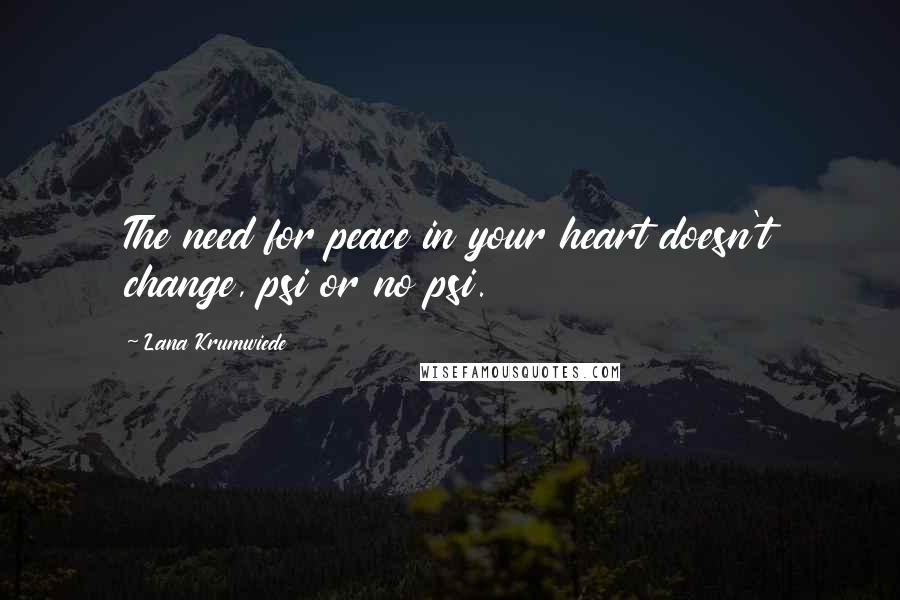 Lana Krumwiede Quotes: The need for peace in your heart doesn't change, psi or no psi.