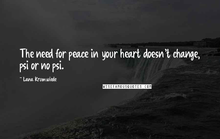 Lana Krumwiede Quotes: The need for peace in your heart doesn't change, psi or no psi.