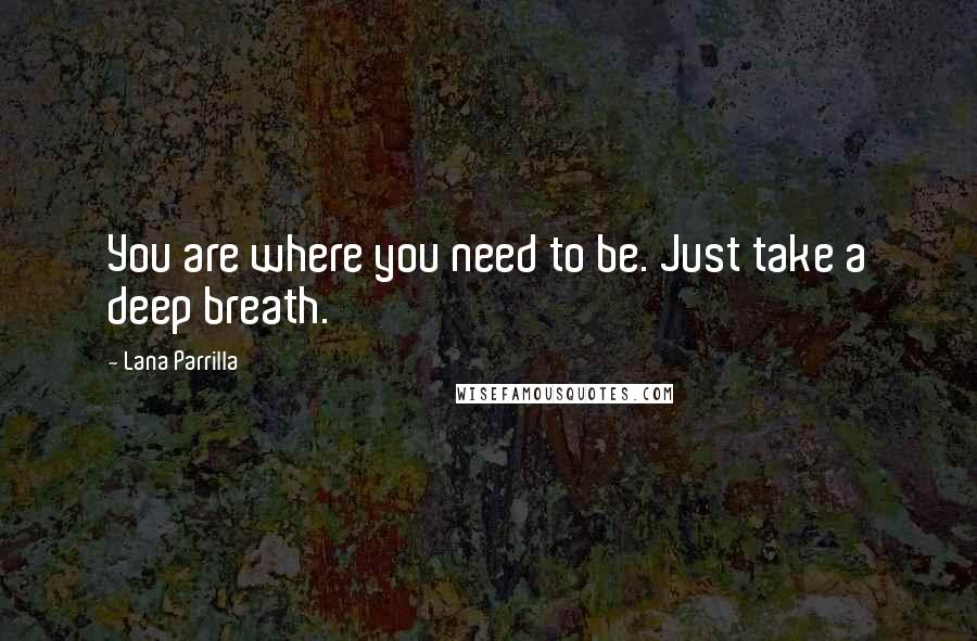 Lana Parrilla Quotes: You are where you need to be. Just take a deep breath.